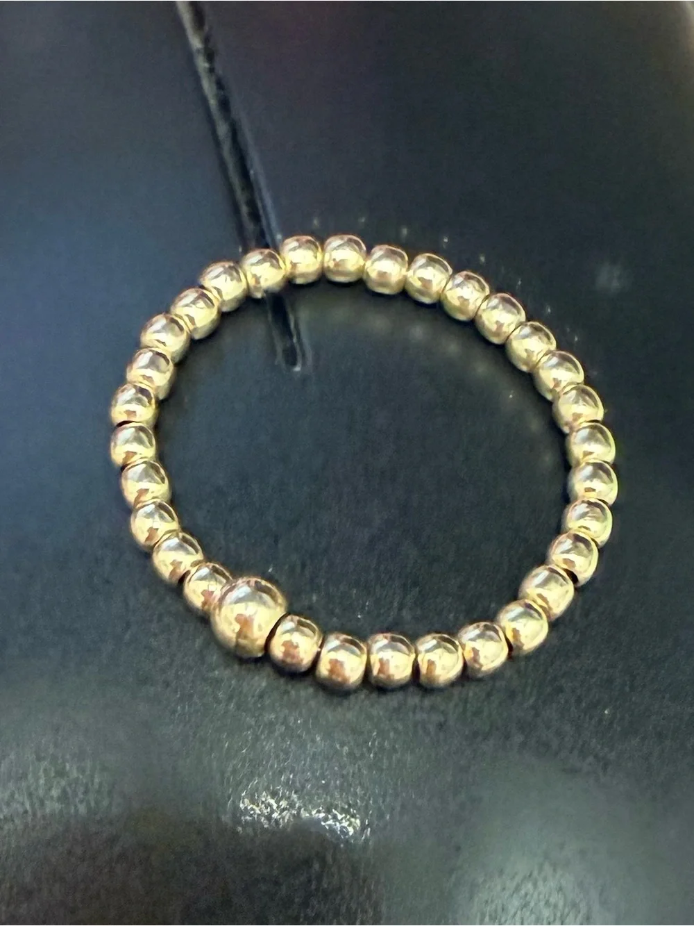 Karen Lazar - 2mm - Gold Beaded Stackable Ring - Size 8
